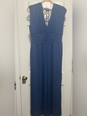 Old Navy Dark Navy V-Neck Sleeveless Jumpsuit